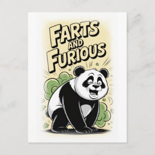 Cartão Postal De Festividades Panda fazendo um Peido num Branco