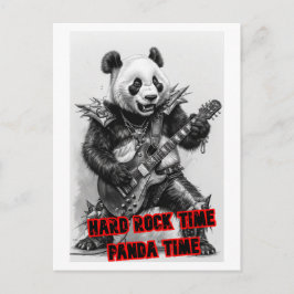 Cartão Postal De Festividades Panda Hard Rocker de Heavy Metal em