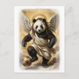 Cartão Postal De Festividades Panda jogador de futebol no estilo renascentista e