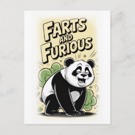 Cartão Postal De Festividades Panda making a Fart on a White