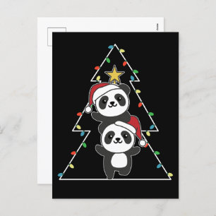 Cartão Postal De Festividades Panda Natal Árvore Animais de Natal Pandas Holi