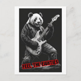 Cartão Postal De Festividades Panda tocando Rock, diz: Sinta os Anos Oitenta em