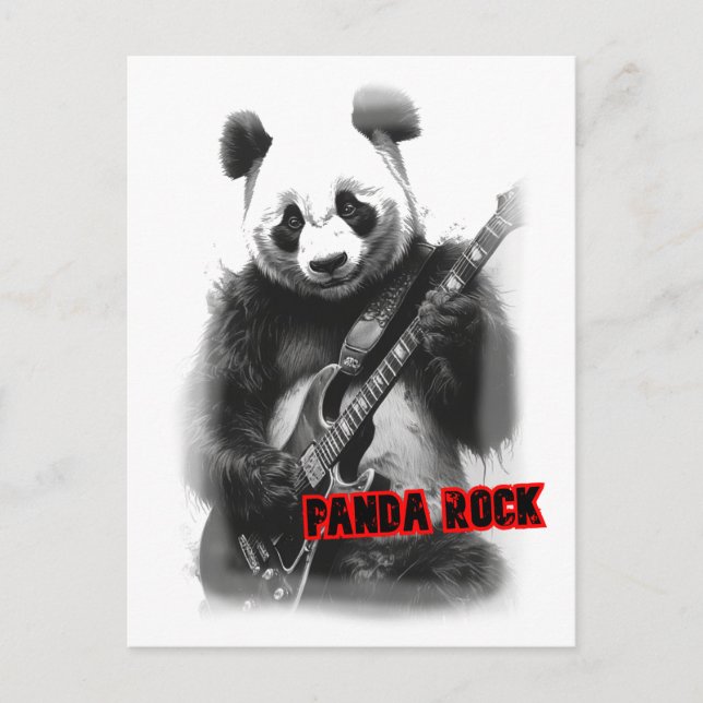 Cartão Postal De Festividades Panda tocando Rock em um (Frente)