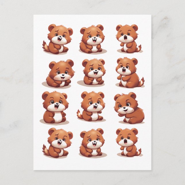 Cartão Postal De Festividades Pandas Vermelhas (Frente)