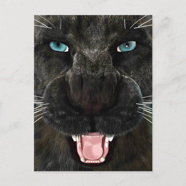 Cartão Postal De Festividades Panther Preto de Gato Grande (Frente)