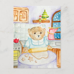 Cartão Postal De Festividades Pão de gengibre assar de urso