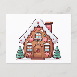 Cartão Postal De Festividades Pão de Gengibre Festivo com Corações