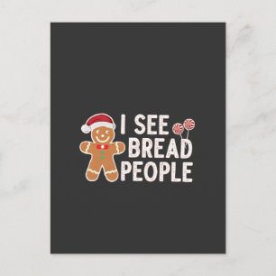 Cartão Postal De Festividades Pão de gengibre Natal engraçado feriado culinária