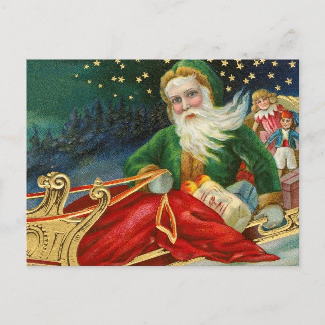 Cartão Postal De Festividades papa noel en navidad (Frente)