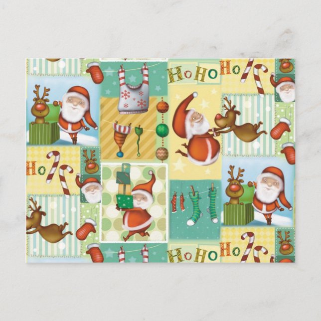 Cartão Postal De Festividades Papai noel (Frente)