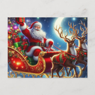 Cartão Postal De Festividades Papai Noel