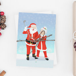 Cartão Postal De Festividades Papai Noel ajudando a Sra. Claus com seu swing de
