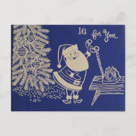 Cartão Postal De Festividades Papai noel alegre