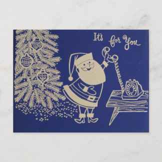 Cartão Postal De Festividades Papai noel alegre