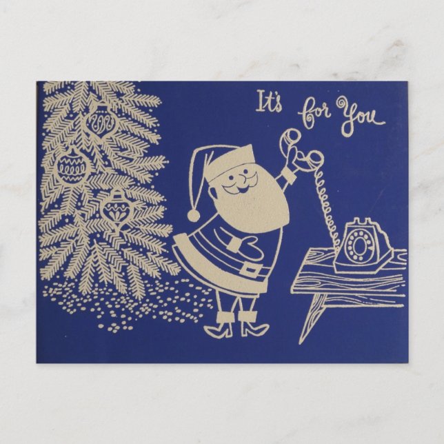 Cartão Postal De Festividades Papai noel alegre (Frente)