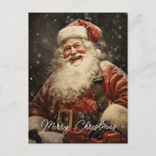 Cartão Postal De Festividades Papai Noel Alegre Natal Férias Vintage