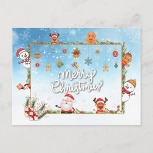 Cartão Postal De Festividades Papai Noel, Boneco de Neve Feliz Natal