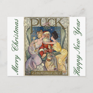 Cartão Postal De Festividades Papai Noel ~ Capa da Revista Puck ~ 03/12/1902