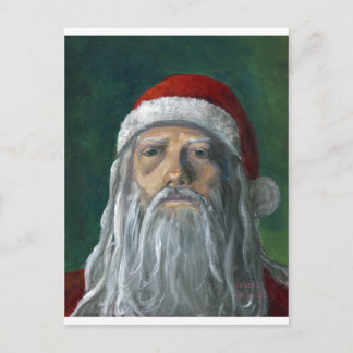 Cartão Postal De Festividades Papai noel, cara pintado mão, severo