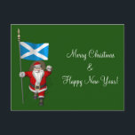 Cartão Postal De Festividades Papai Noel Com Alferes Da Escócia<br><div class="desc">a cor de fundo pode ser alterada: PERSONALIZE seu pai natal visitando o país que faz parte do Reino Unido</div>