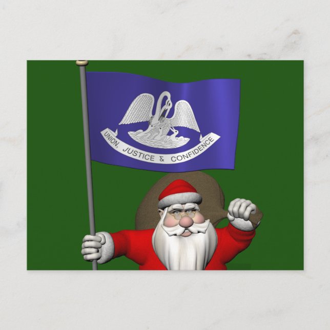 Cartão Postal De Festividades Papai Noel Com Alferes Da Louisiana (Frente)