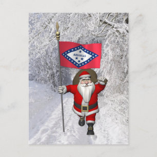 Cartão Postal De Festividades Papai Noel Com Alferes De Arkansas