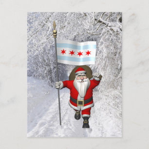 Cartão Postal De Festividades Papai Noel Com Alferes De Chicago