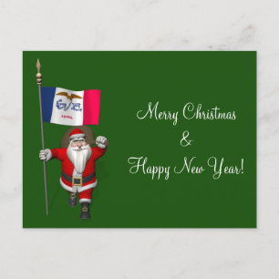 Cartão Postal De Festividades Papai Noel Com Alferes De Iowa
