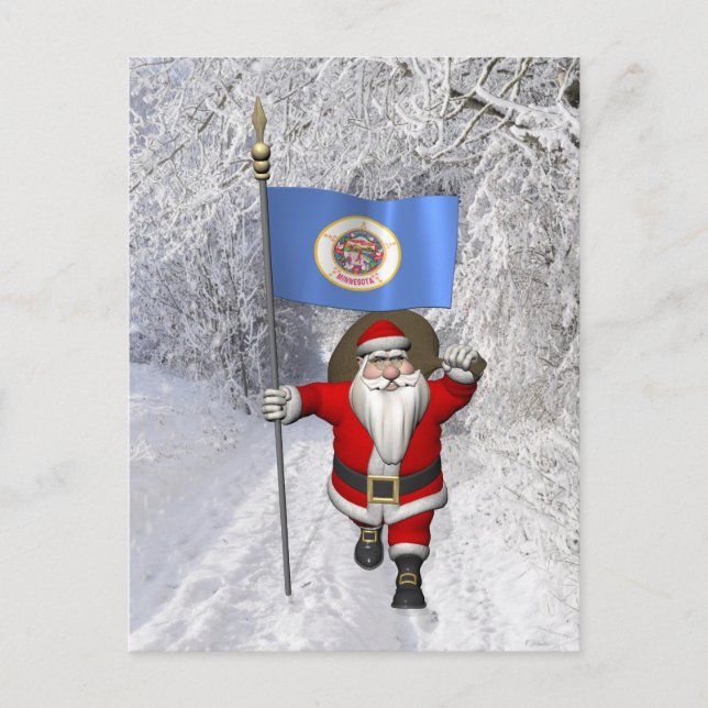 Cartão Postal De Festividades Papai Noel Com Alferes De Minnesota (Frente)
