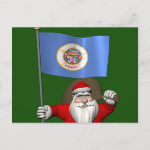 Cartão Postal De Festividades Papai Noel Com Alferes De Minnesota