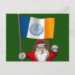 Cartão Postal De Festividades Papai Noel Com Alferes De Nova Iorque