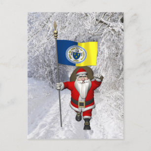 Cartão Postal De Festividades Papai Noel Com Alferes De Trenton NJ