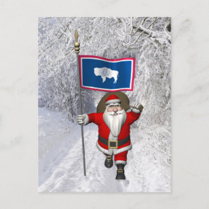 Cartão Postal De Festividades Papai Noel Com Alferes De Wyoming
