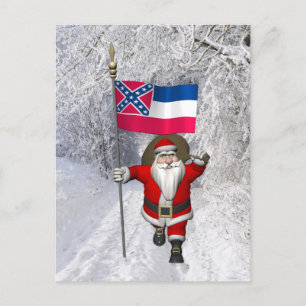 Cartão Postal De Festividades Papai Noel Com Alferes Do Mississippi