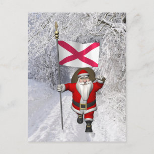 Cartão Postal De Festividades Papai Noel com Estandarte da Irlanda do Norte