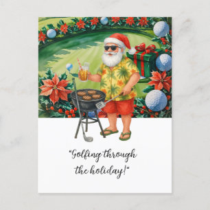 Cartão Postal De Festividades Papai Noel comemora o Natal em julho