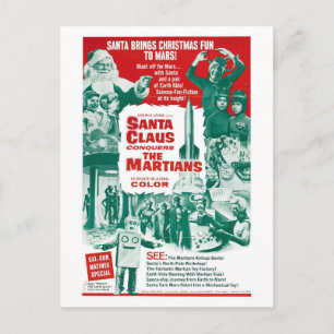 CARTÃO POSTAL DE FESTIVIDADES PAPAI NOEL CONQUISTA O CARTÃO DE MARCIANO