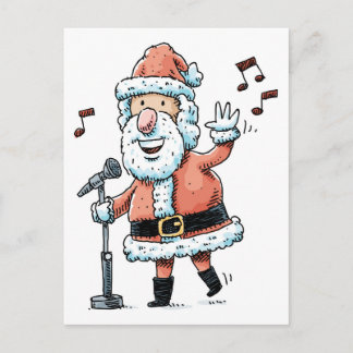 Cartão Postal De Festividades Papai Noel de canto