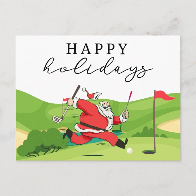 Cartão Postal De Festividades Papai Noel de golfe golfista feliz Natal  Férias C (Frente)