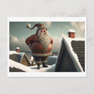 Cartão Postal De Festividades Papai Noel de Natal