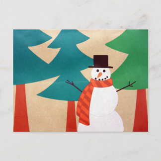 Cartão Postal De Festividades Papai Noel de Natal & Árvores