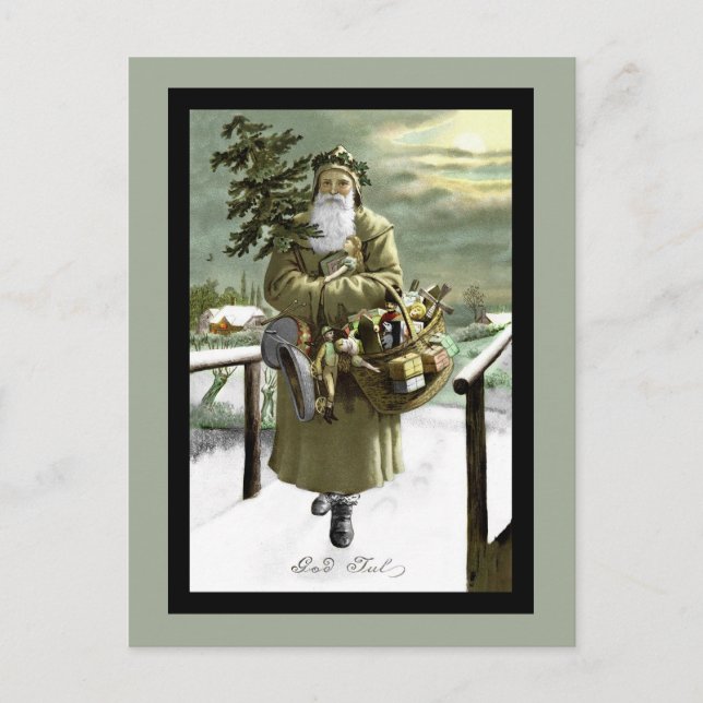 Cartão Postal De Festividades Papai noel do sueco de julho do deus (Frente)