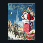 Cartão Postal De Festividades Papai noel do vintage no Natal<br><div class="desc">Ilustração original do vintage do papai noel no Natal.
 Visite por favor minha loja para mais produtos com design de cartão de alta qualidade!   --></div>