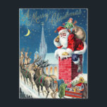 Cartão Postal De Festividades Papai noel do vintage no Natal<br><div class="desc">Ilustração original do vintage do papai noel no Natal.
 Visite por favor minha loja para mais produtos com design de cartão de alta qualidade!   --></div>