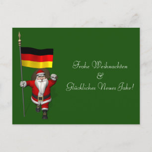Cartão Postal De Festividades Papai Noel doce com a bandeira de Alemanha