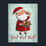 Cartão Postal De Festividades Papai Noel e Biscoitos<br><div class="desc">Papai Noel bonito comendo Cookies. Este Papai Noel fofo é um grande fã de biscoitos de Natal deliciosos com pão de gengibre. Às vezes ele pode até esquecer seus deveres de Natal e ele faz uma pausa para entregar presentes. Mas lembre-se! Papais noeis são caras sérias. Ele está fazendo o...</div>