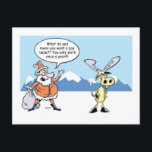 Cartão Postal De Festividades Papai noel e rena dos desenhos animados do Natal<br><div class="desc">Uma das renas do papai noel na greve.</div>