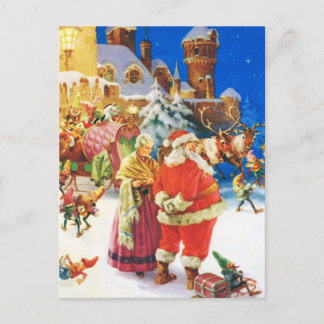 Cartão Postal De Festividades Papai noel e Sra. Claus, Noite de Natal, o Pólo