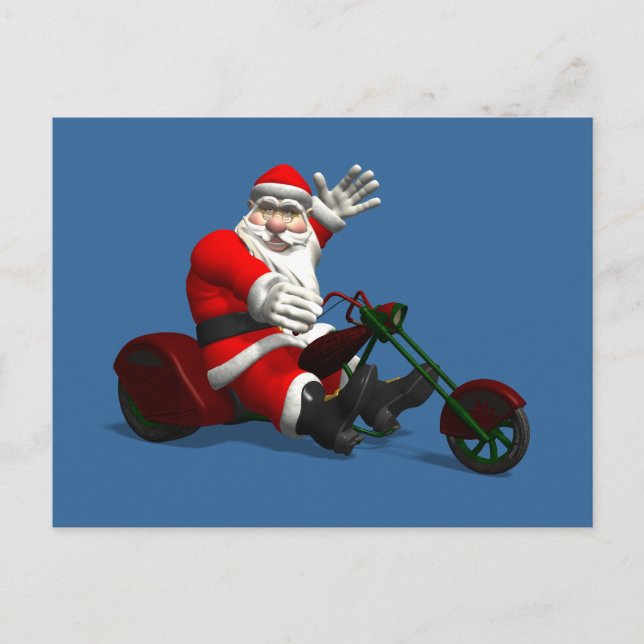Cartão Postal De Festividades Papai Noel Em Trike (Frente)