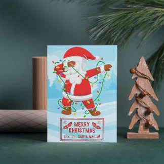Cartão Postal De Festividades Papai Noel em Trouble Engraçado Cartão de Natal